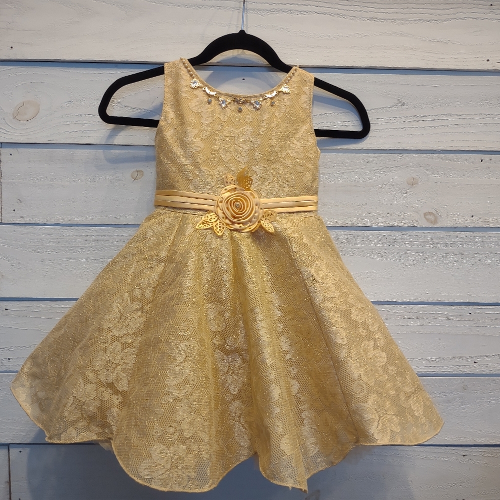 Moni girl's gold dress